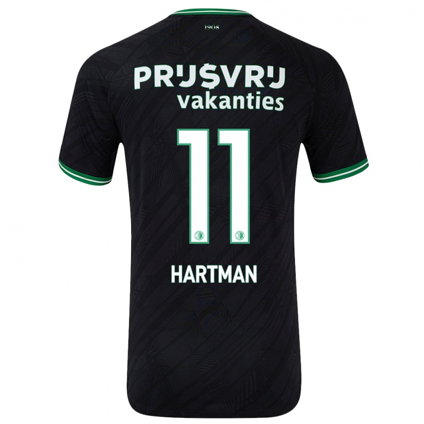 Men Football Quilindschy Hartman #11 Black Green Away Jersey 2024/25 T-Shirt Nz