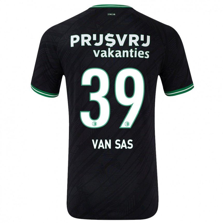 Men Football Mikki Van Sas #39 Black Green Away Jersey 2024/25 T-Shirt Nz