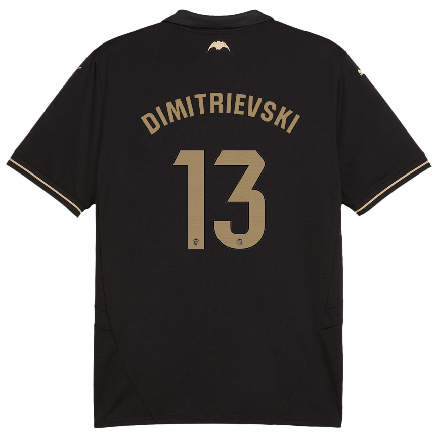 Men Football Stole Dimitrievski #13 Black Away Jersey 2024/25 T-Shirt Nz