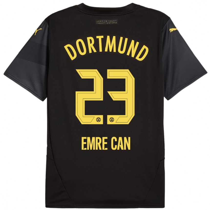 Men Football Emre Can #23 Black Yellow Away Jersey 2024/25 T-Shirt Nz