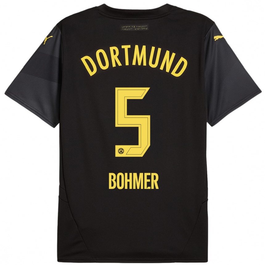 Men Football Tim Bohmer #5 Black Yellow Away Jersey 2024/25 T-Shirt Nz