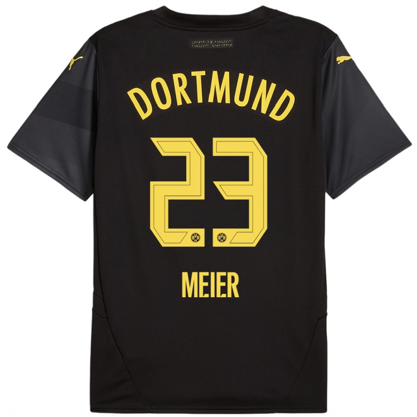 Men Football Maximilian Meier #23 Black Yellow Away Jersey 2024/25 T-Shirt Nz