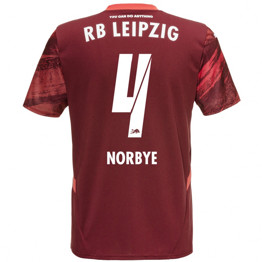 Men Football Jonathan Norbye #4 Burgundy Away Jersey 2024/25 T-Shirt Nz