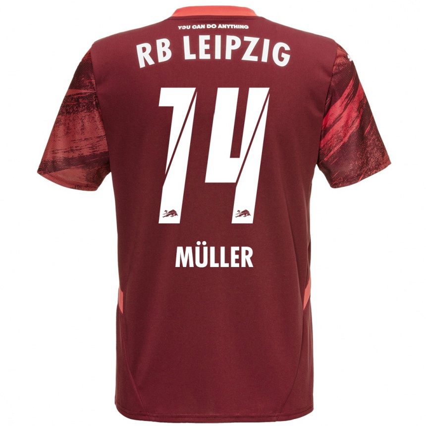 Men Football Hannes Müller #14 Burgundy Away Jersey 2024/25 T-Shirt Nz