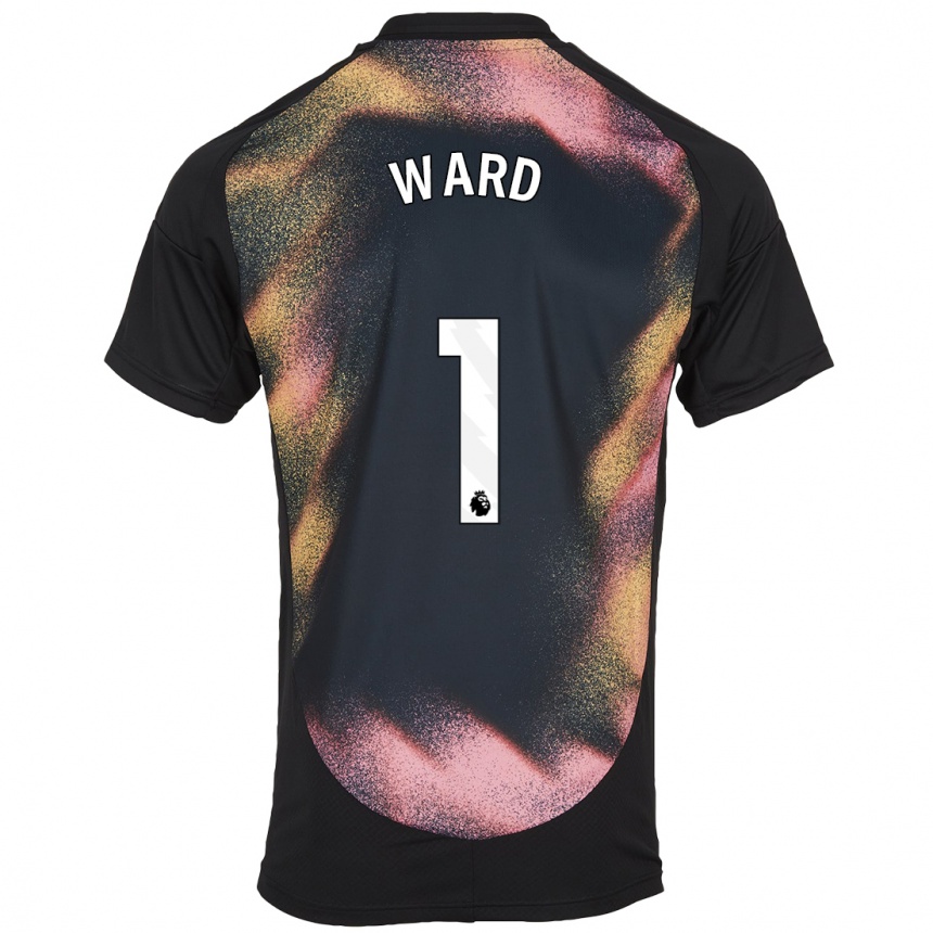 Men Football Danny Ward #1 Black White Away Jersey 2024/25 T-Shirt Nz