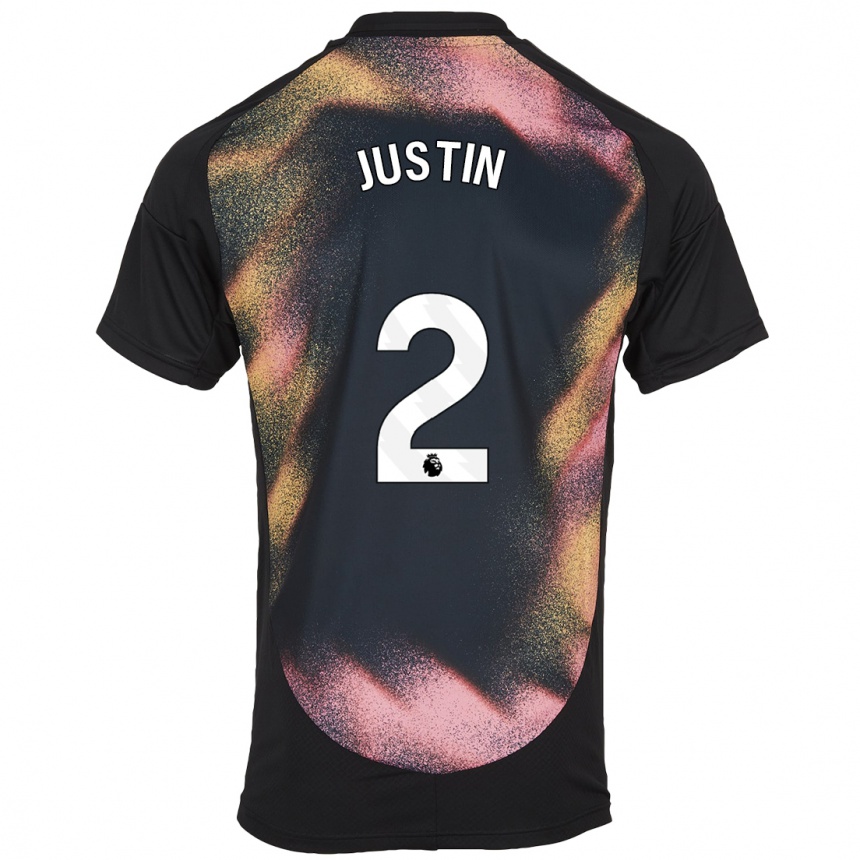 Men Football James Justin #2 Black White Away Jersey 2024/25 T-Shirt Nz