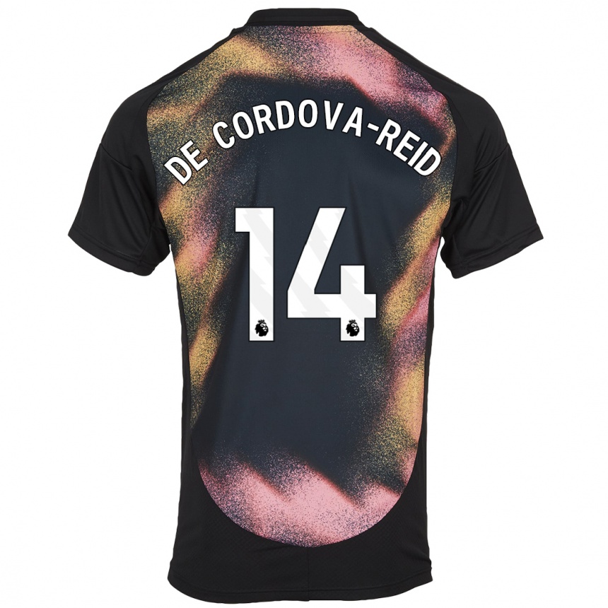 Men Football Bobby De Cordova-Reid #14 Black White Away Jersey 2024/25 T-Shirt Nz