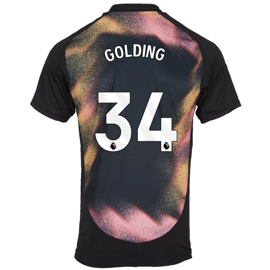 Men Football Michael Golding #34 Black White Away Jersey 2024/25 T-Shirt Nz