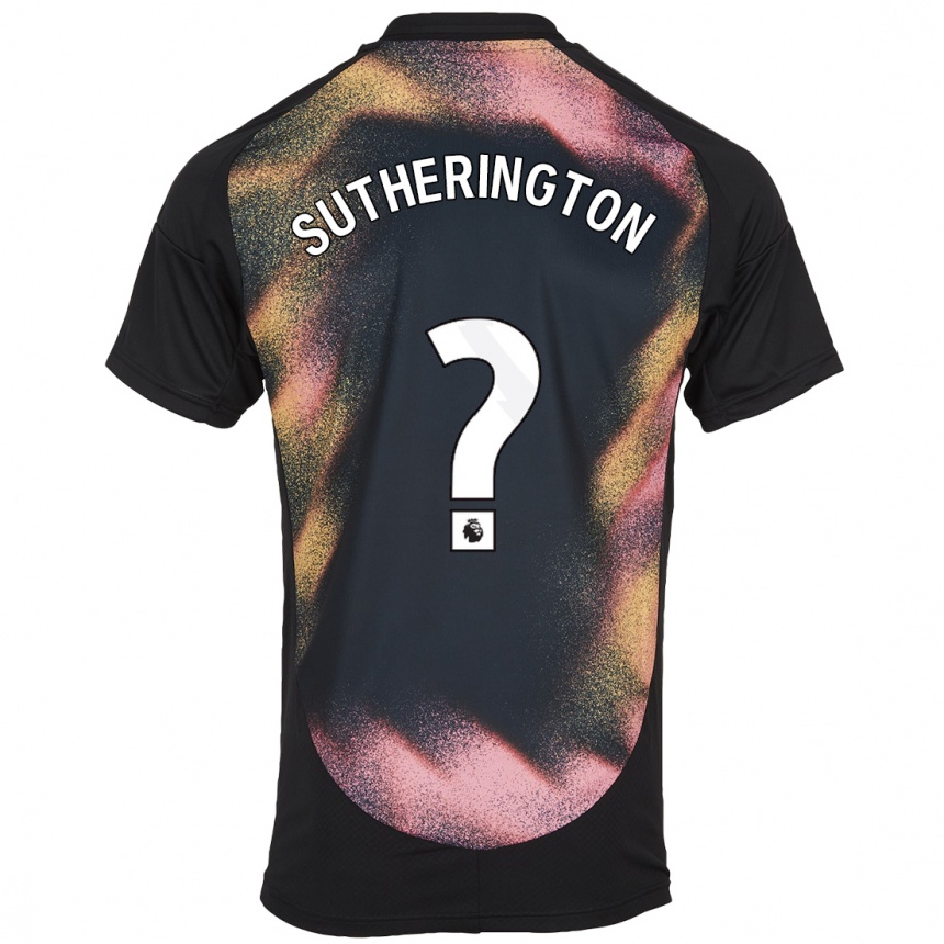 Men Football Harry Sutherington #0 Black White Away Jersey 2024/25 T-Shirt Nz