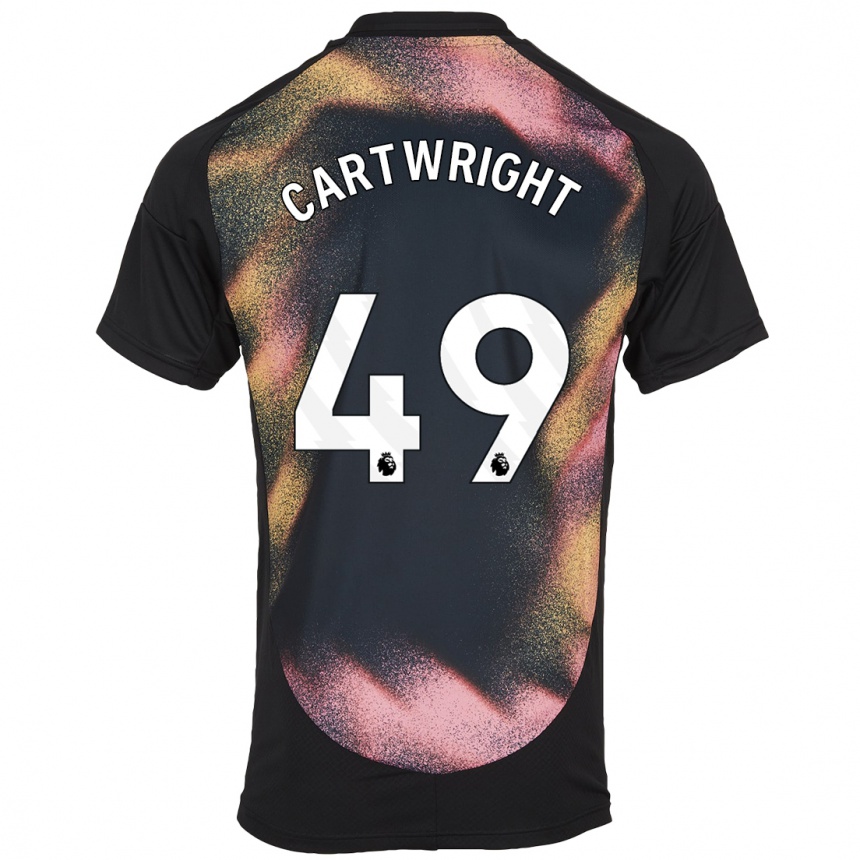 Men Football Henry Cartwright #49 Black White Away Jersey 2024/25 T-Shirt Nz