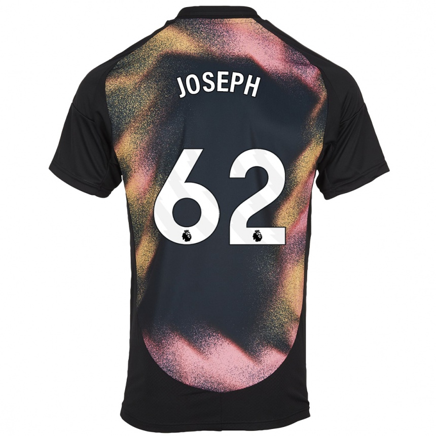 Men Football Jayden Joseph #62 Black White Away Jersey 2024/25 T-Shirt Nz