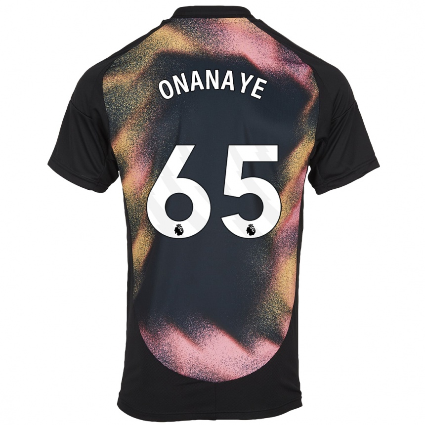 Men Football Toby Onanaye #65 Black White Away Jersey 2024/25 T-Shirt Nz