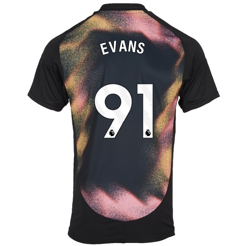 Men Football Jake Evans #91 Black White Away Jersey 2024/25 T-Shirt Nz