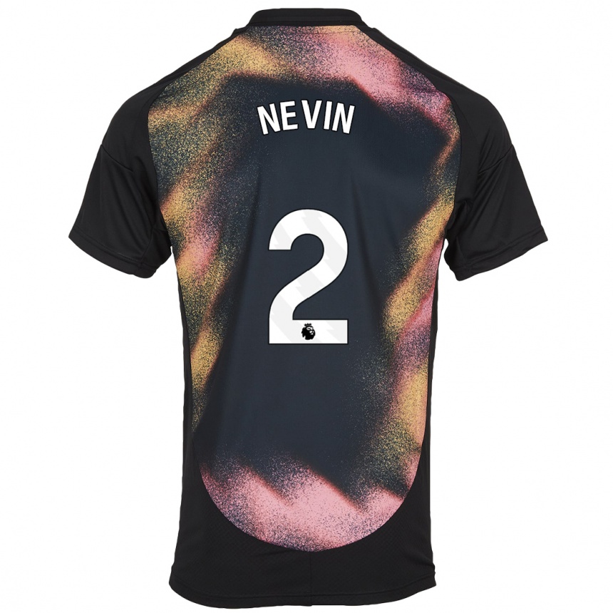 Men Football Courtney Nevin #2 Black White Away Jersey 2024/25 T-Shirt Nz