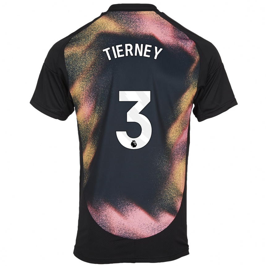 Men Football Sam Tierney #3 Black White Away Jersey 2024/25 T-Shirt Nz