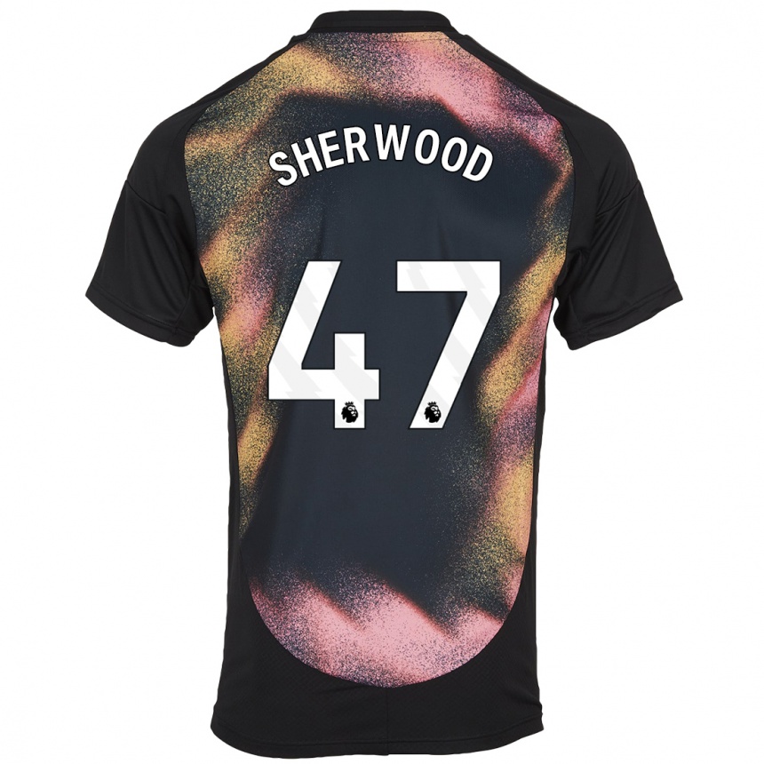 Men Football Simone Sherwood #47 Black White Away Jersey 2024/25 T-Shirt Nz