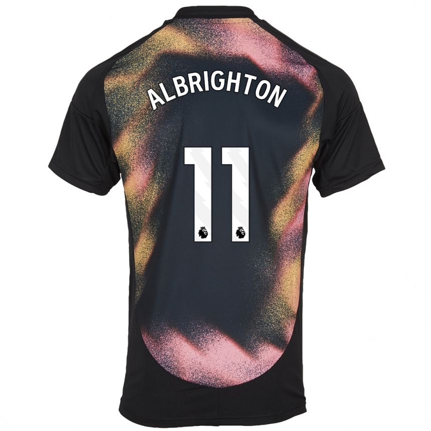 Men Football Marc Albrighton #11 Black White Away Jersey 2024/25 T-Shirt Nz