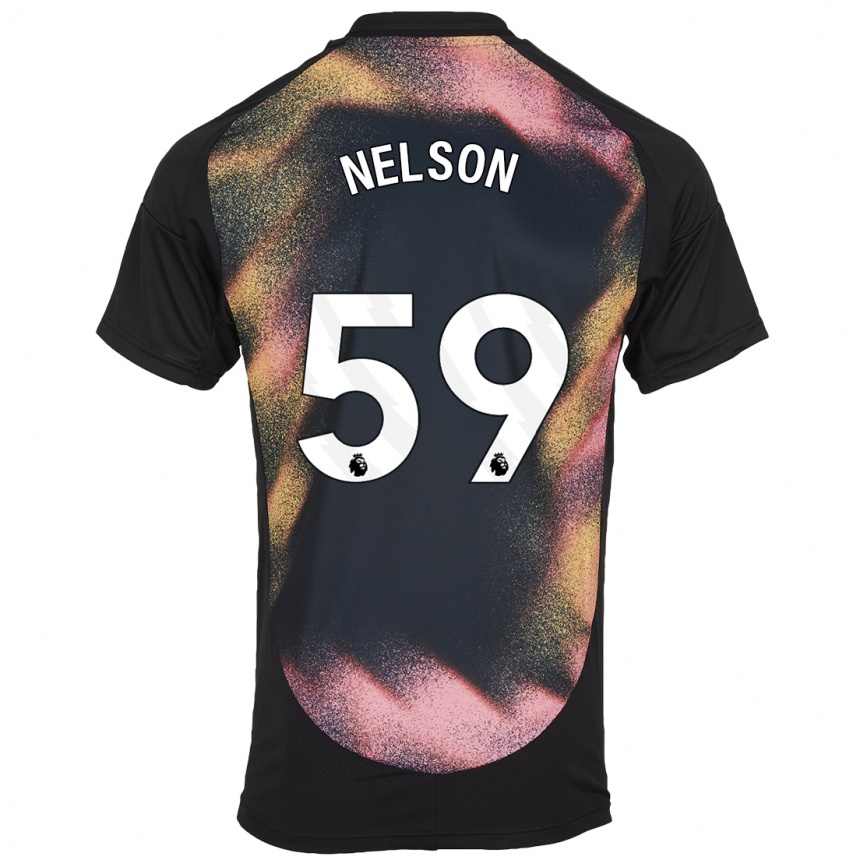 Men Football Ronny Nelson #59 Black White Away Jersey 2024/25 T-Shirt Nz