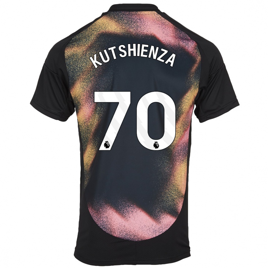 Men Football Jesper Kutshienza #70 Black White Away Jersey 2024/25 T-Shirt Nz