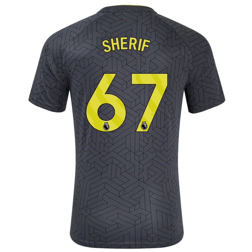 Men Football Martin Sherif #67 Black Yellow Away Jersey 2024/25 T-Shirt Nz