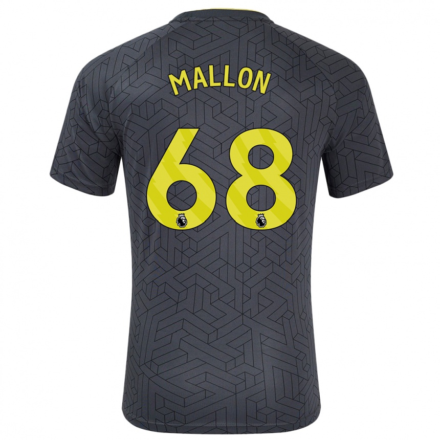 Men Football Mathew Mallon #68 Black Yellow Away Jersey 2024/25 T-Shirt Nz