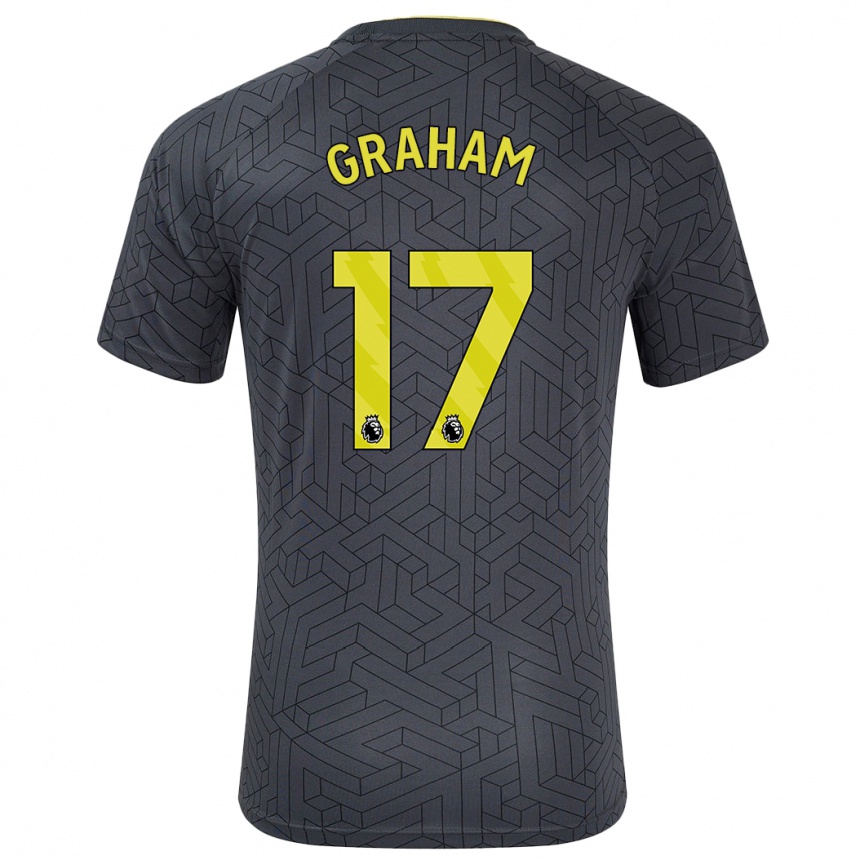 Men Football Lucy Graham #17 Black Yellow Away Jersey 2024/25 T-Shirt Nz