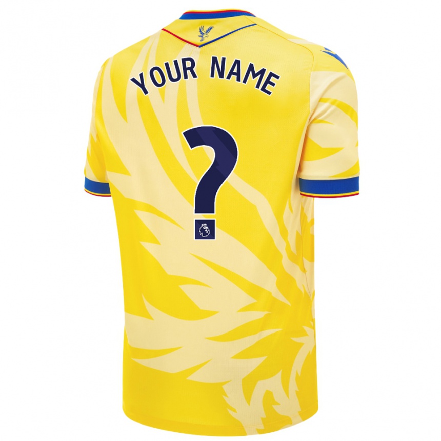 Men Football Your Name #0 Yellow Away Jersey 2024/25 T-Shirt Nz