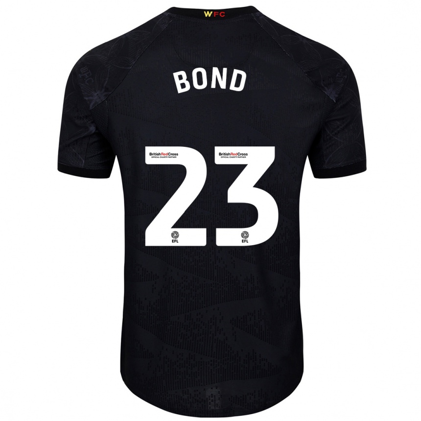 Men Football Jonathan Bond #23 Black White Away Jersey 2024/25 T-Shirt Nz