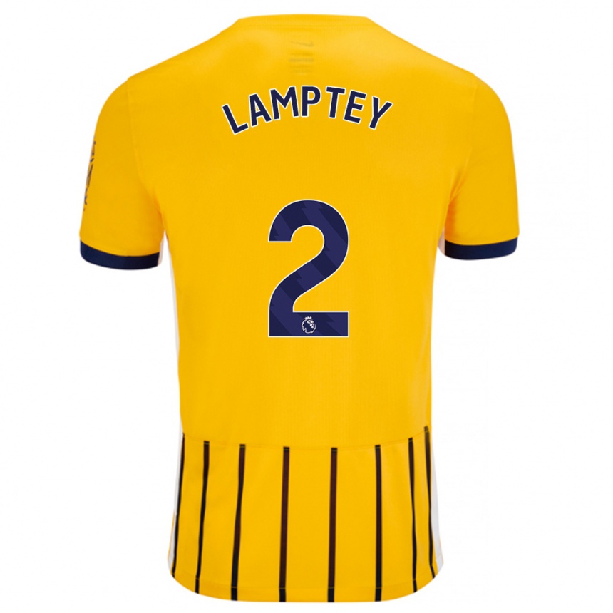 Men Football Tariq Lamptey #2 Gold Blue Pinstripes Away Jersey 2024/25 T-Shirt Nz