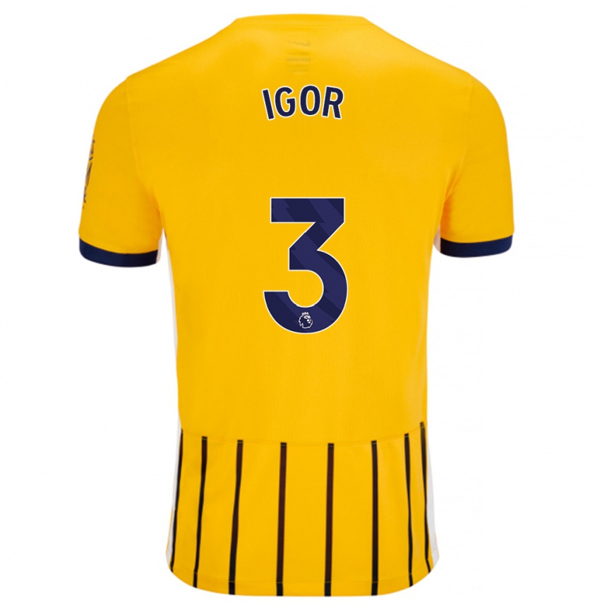 Men Football Igor #3 Gold Blue Pinstripes Away Jersey 2024/25 T-Shirt Nz