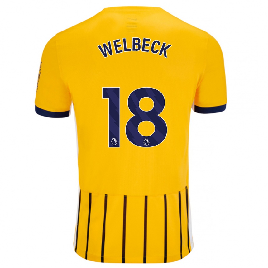 Men Football Danny Welbeck #18 Gold Blue Pinstripes Away Jersey 2024/25 T-Shirt Nz