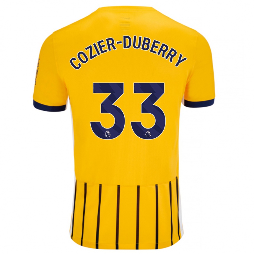 Men Football Amario Cozier-Duberry #33 Gold Blue Pinstripes Away Jersey 2024/25 T-Shirt Nz