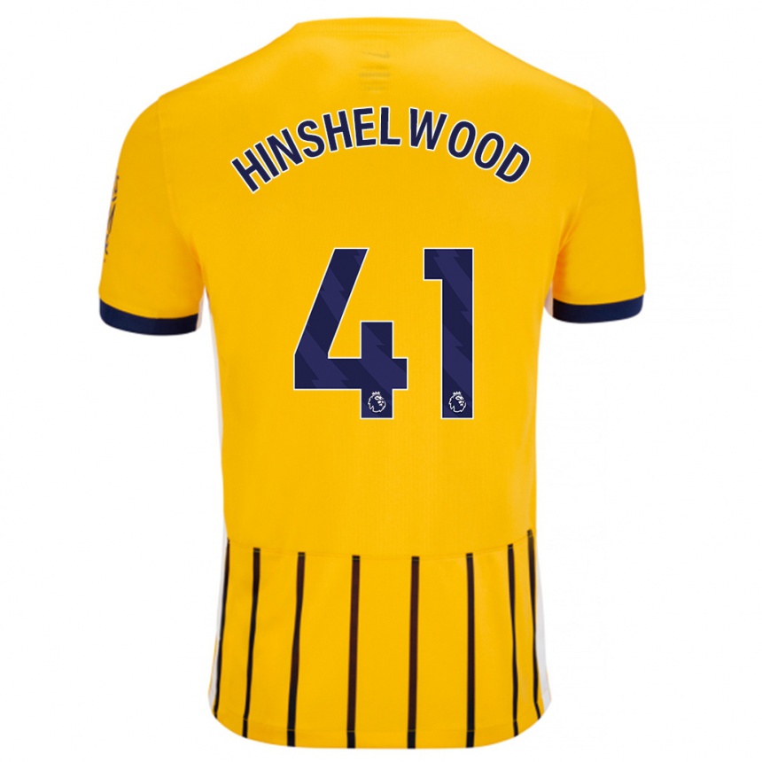 Men Football Jack Hinshelwood #41 Gold Blue Pinstripes Away Jersey 2024/25 T-Shirt Nz