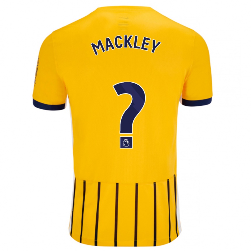 Men Football Callum Mackley #0 Gold Blue Pinstripes Away Jersey 2024/25 T-Shirt Nz