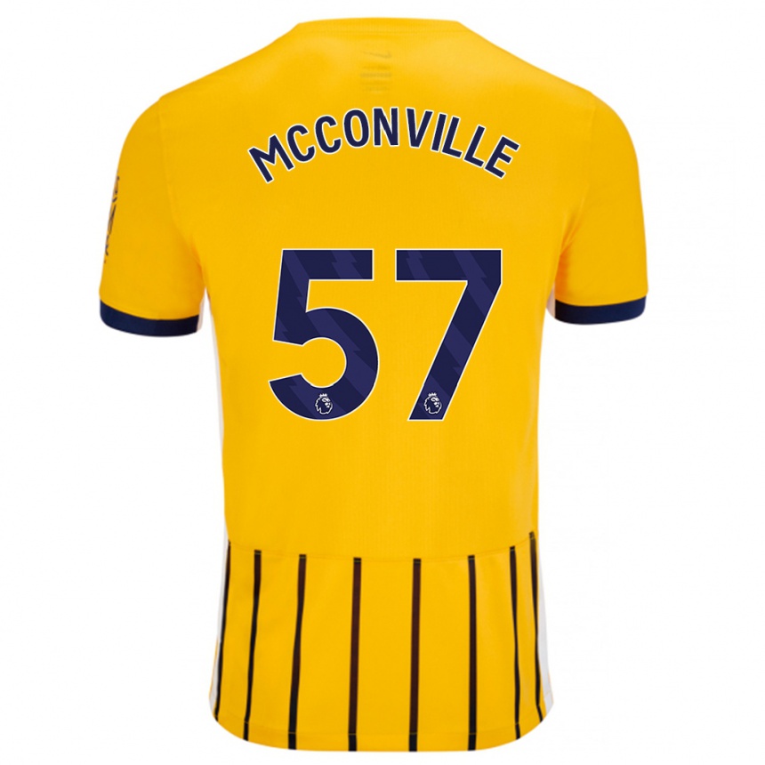 Men Football Ruairi Mcconville #57 Gold Blue Pinstripes Away Jersey 2024/25 T-Shirt Nz