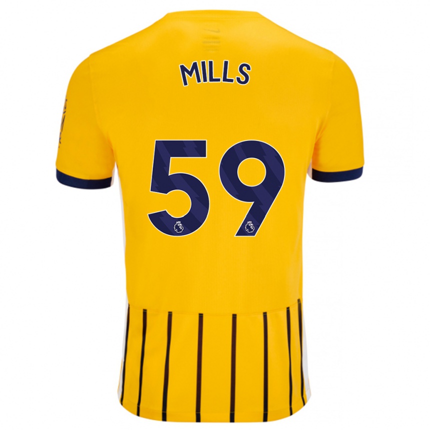 Men Football Harry Mills #59 Gold Blue Pinstripes Away Jersey 2024/25 T-Shirt Nz