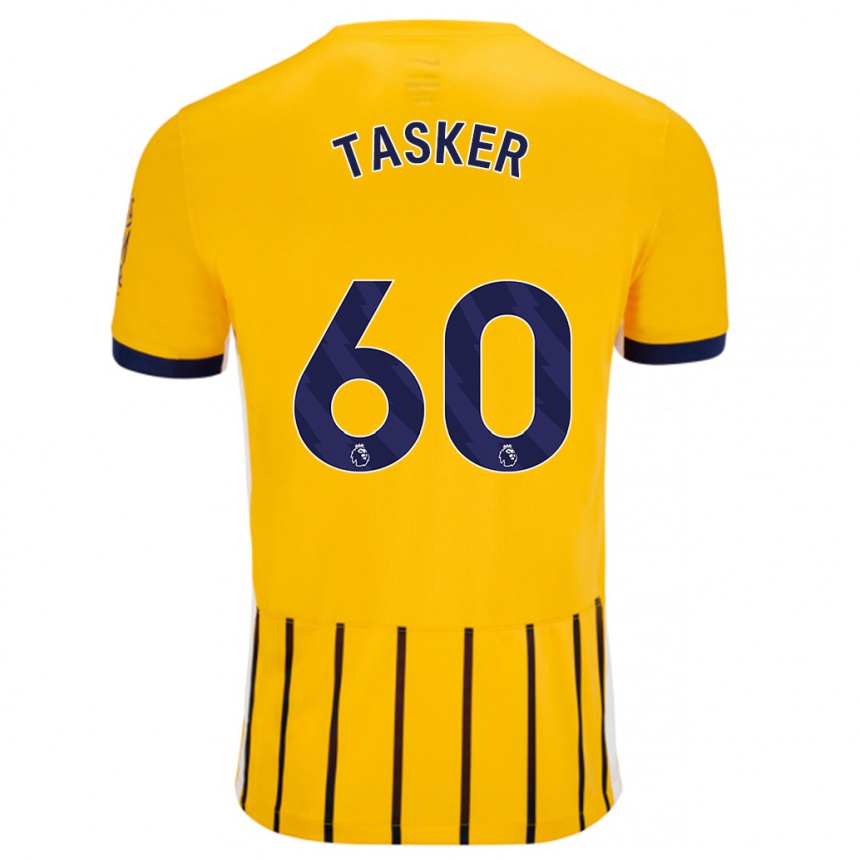 Men Football Charlie Tasker #60 Gold Blue Pinstripes Away Jersey 2024/25 T-Shirt Nz