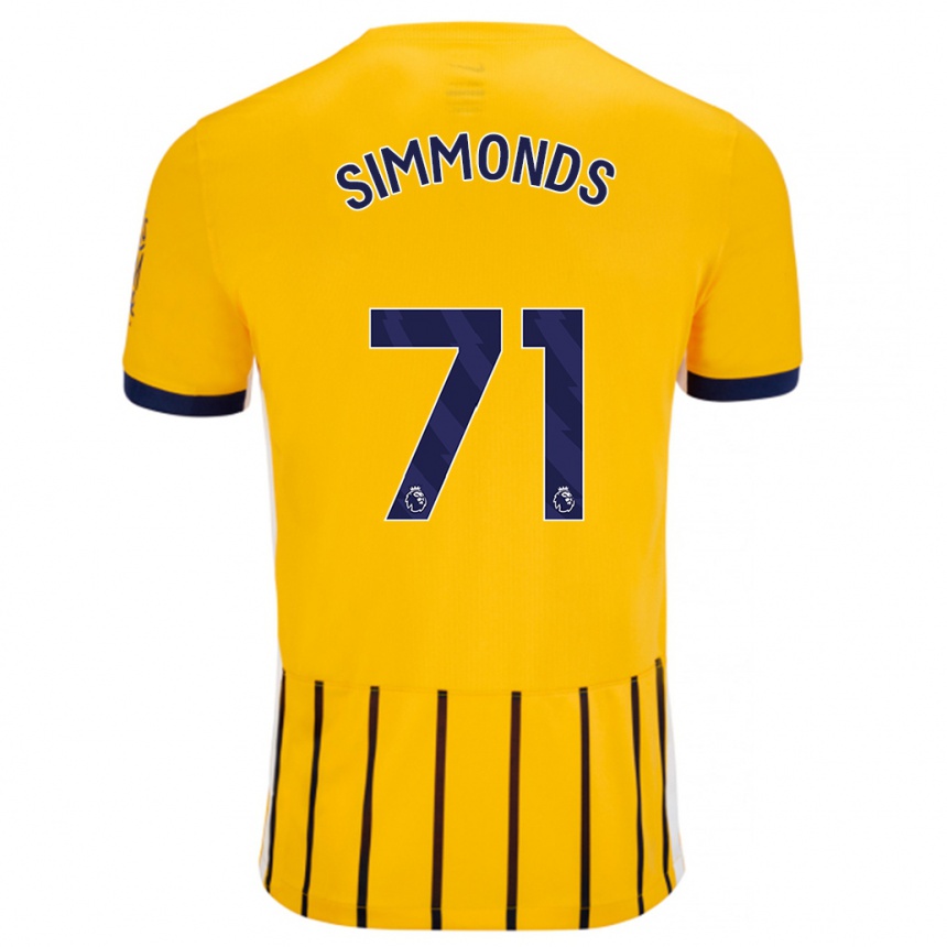 Men Football Freddie Simmonds #71 Gold Blue Pinstripes Away Jersey 2024/25 T-Shirt Nz