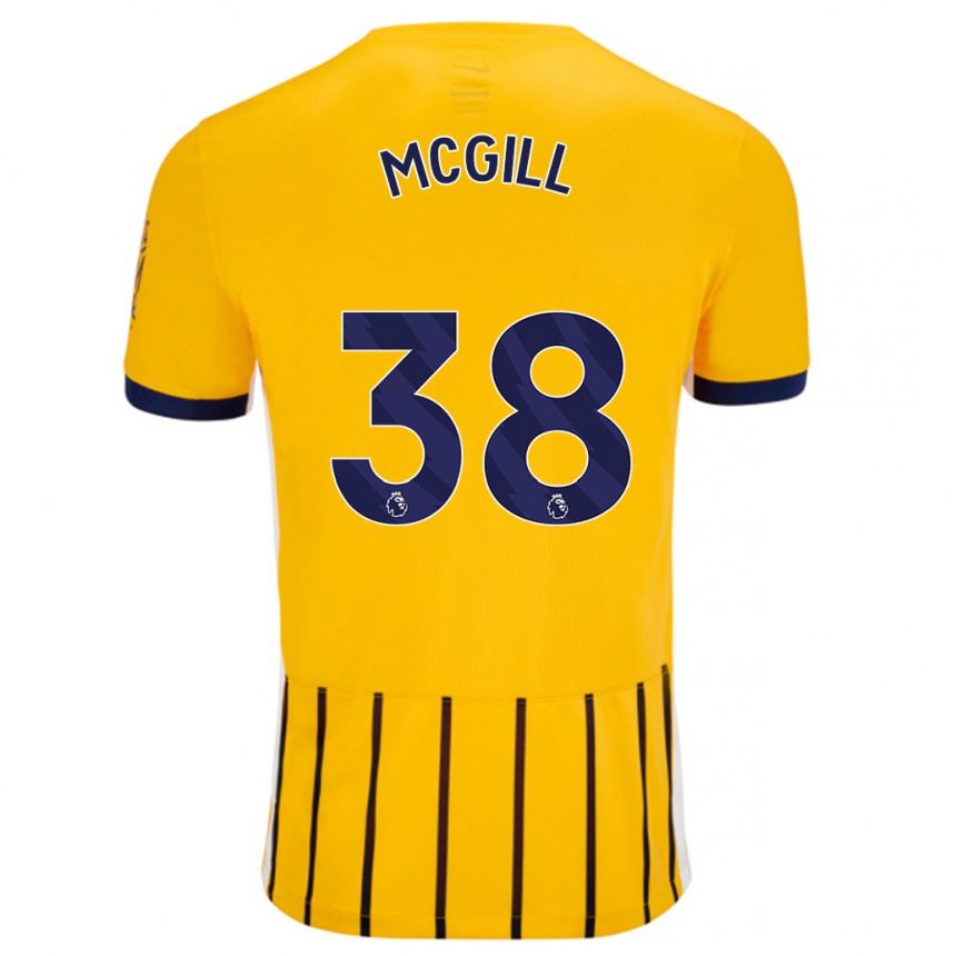 Men Football Tom Mcgill #38 Gold Blue Pinstripes Away Jersey 2024/25 T-Shirt Nz