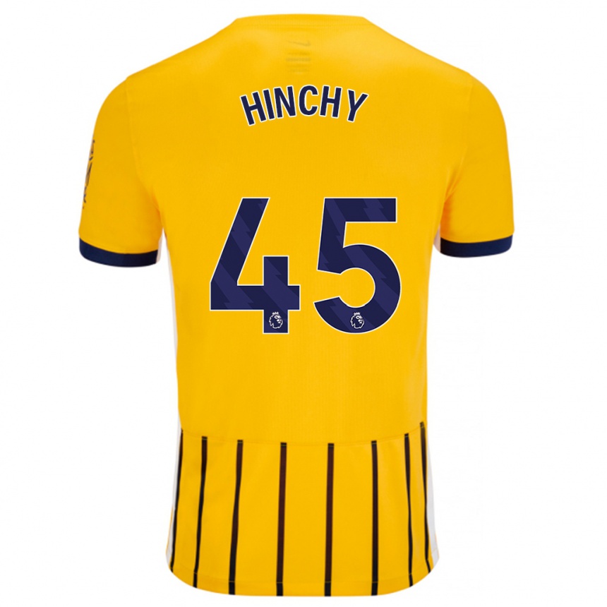 Men Football Jack Hinchy #45 Gold Blue Pinstripes Away Jersey 2024/25 T-Shirt Nz