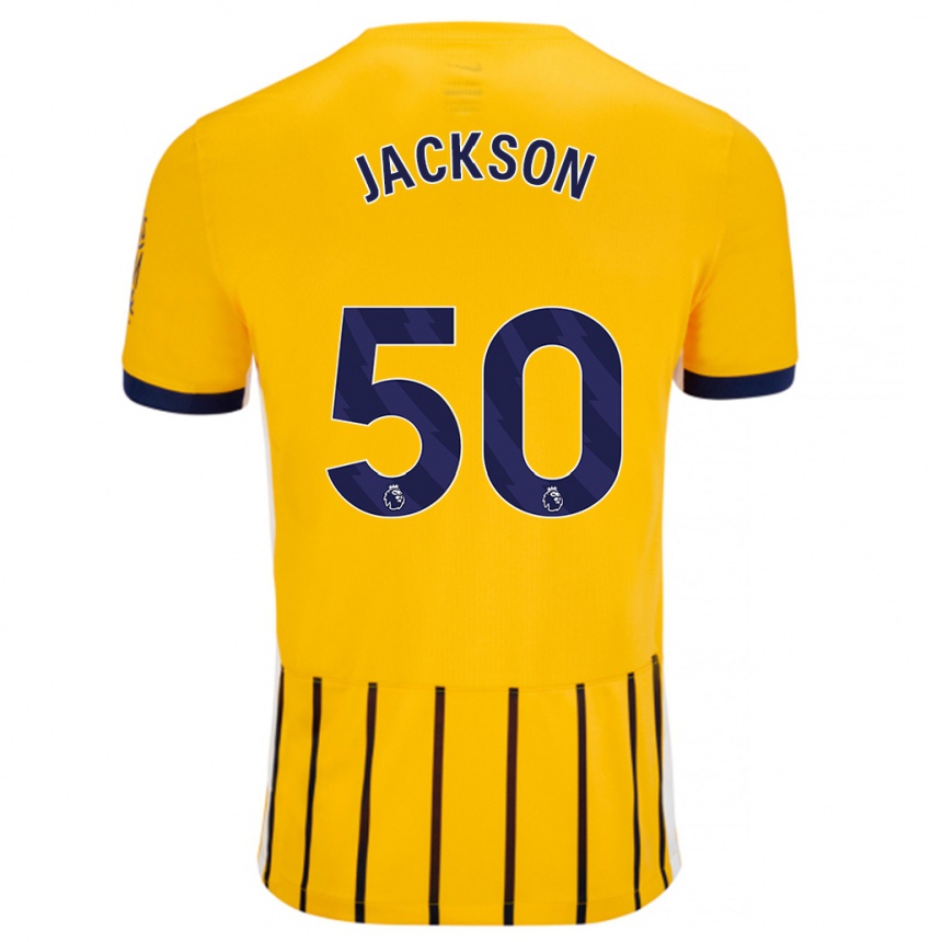 Men Football Ben Jackson #50 Gold Blue Pinstripes Away Jersey 2024/25 T-Shirt Nz