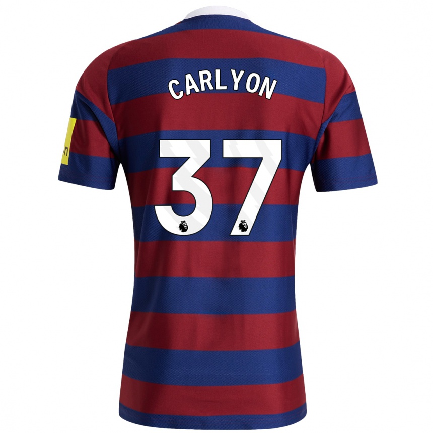 Men Football Nathan Carlyon #37 Burgundy Navy Blue Away Jersey 2024/25 T-Shirt Nz