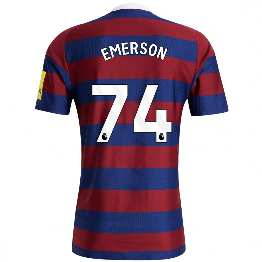 Men Football Johnny Emerson #74 Burgundy Navy Blue Away Jersey 2024/25 T-Shirt Nz