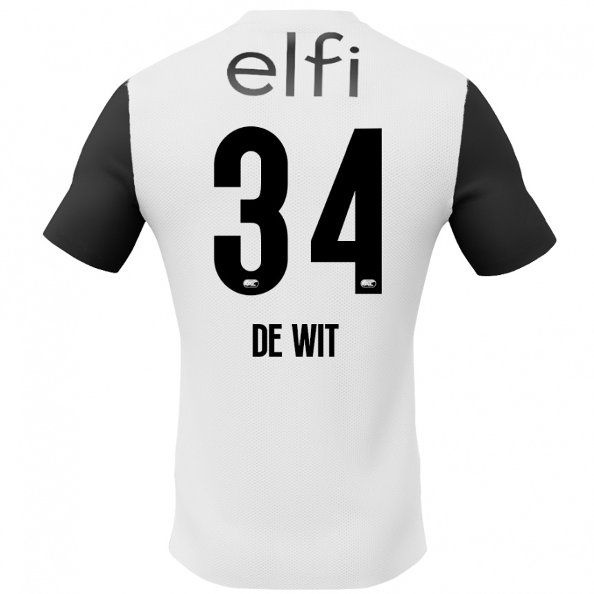 Men Football Mees De Wit #34 White Black Away Jersey 2024/25 T-Shirt Nz