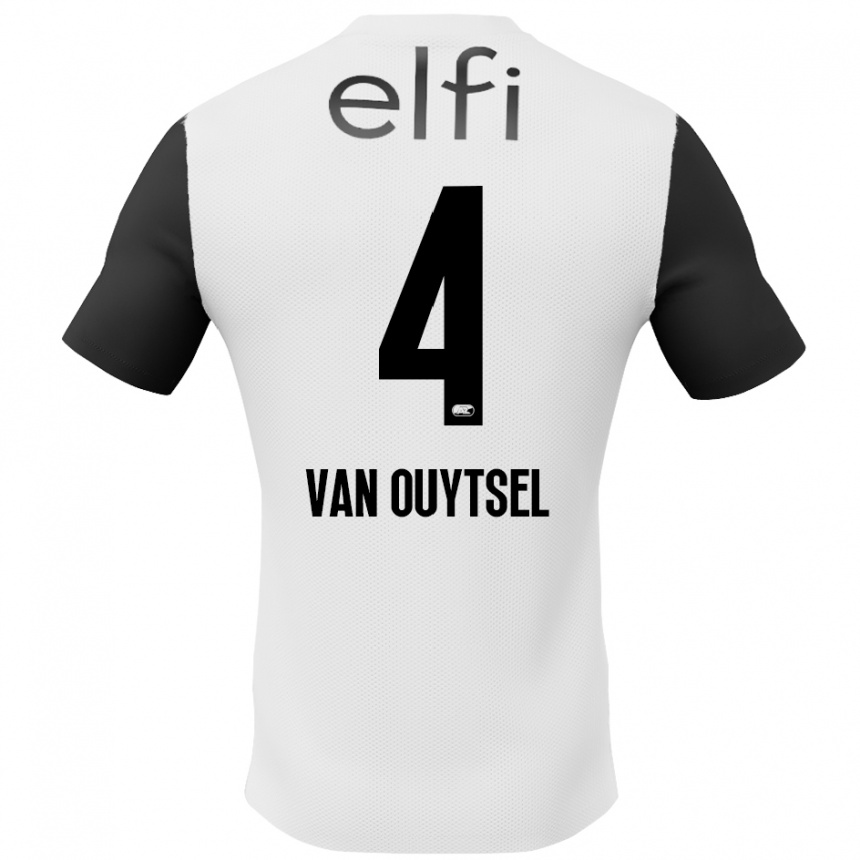 Men Football Kevin Van Ouytsel #4 White Black Away Jersey 2024/25 T-Shirt Nz