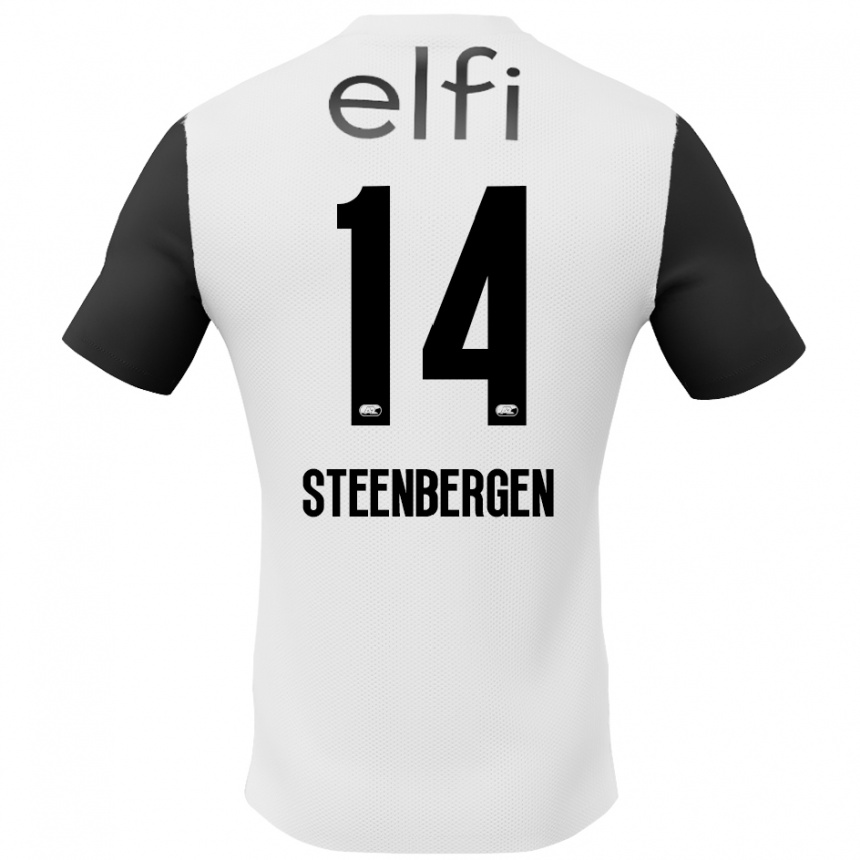 Men Football Thom Steenbergen #14 White Black Away Jersey 2024/25 T-Shirt Nz