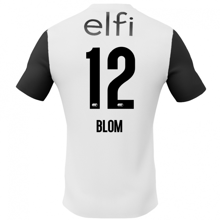 Men Football Robin Blom #12 White Black Away Jersey 2024/25 T-Shirt Nz