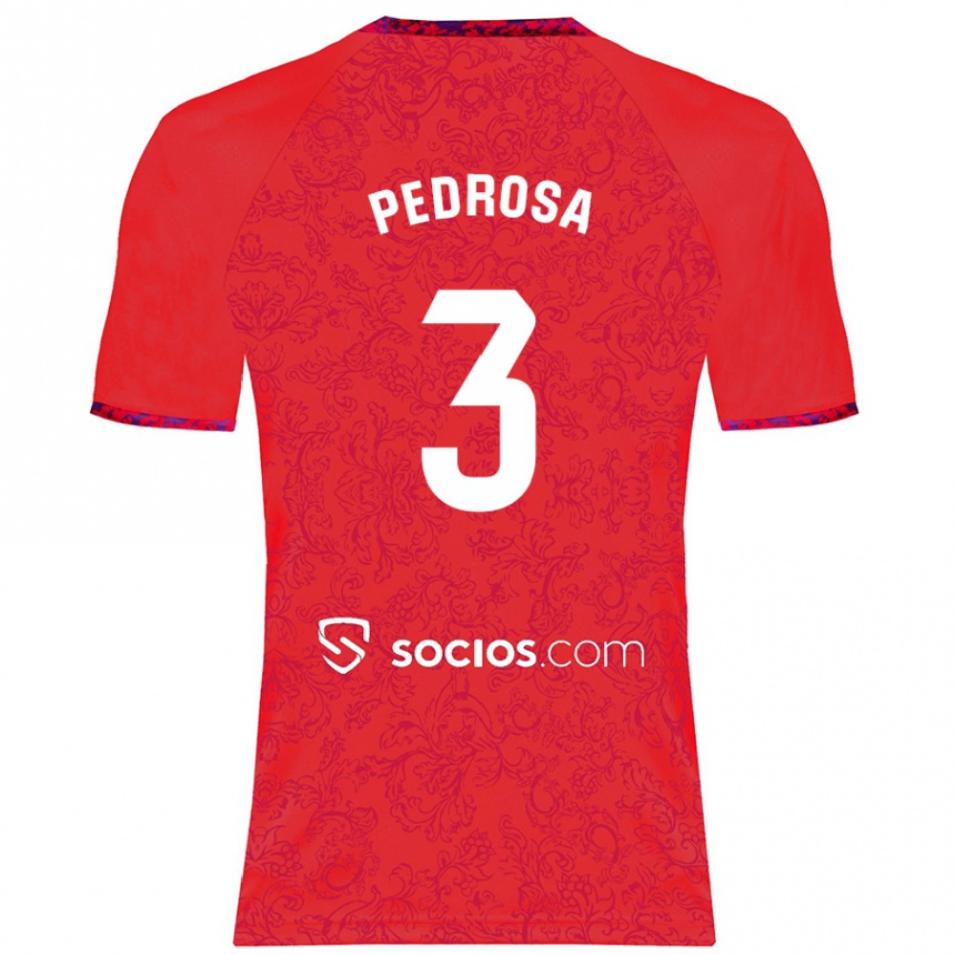 Men Football Adrià Pedrosa #3 Red Away Jersey 2024/25 T-Shirt Nz