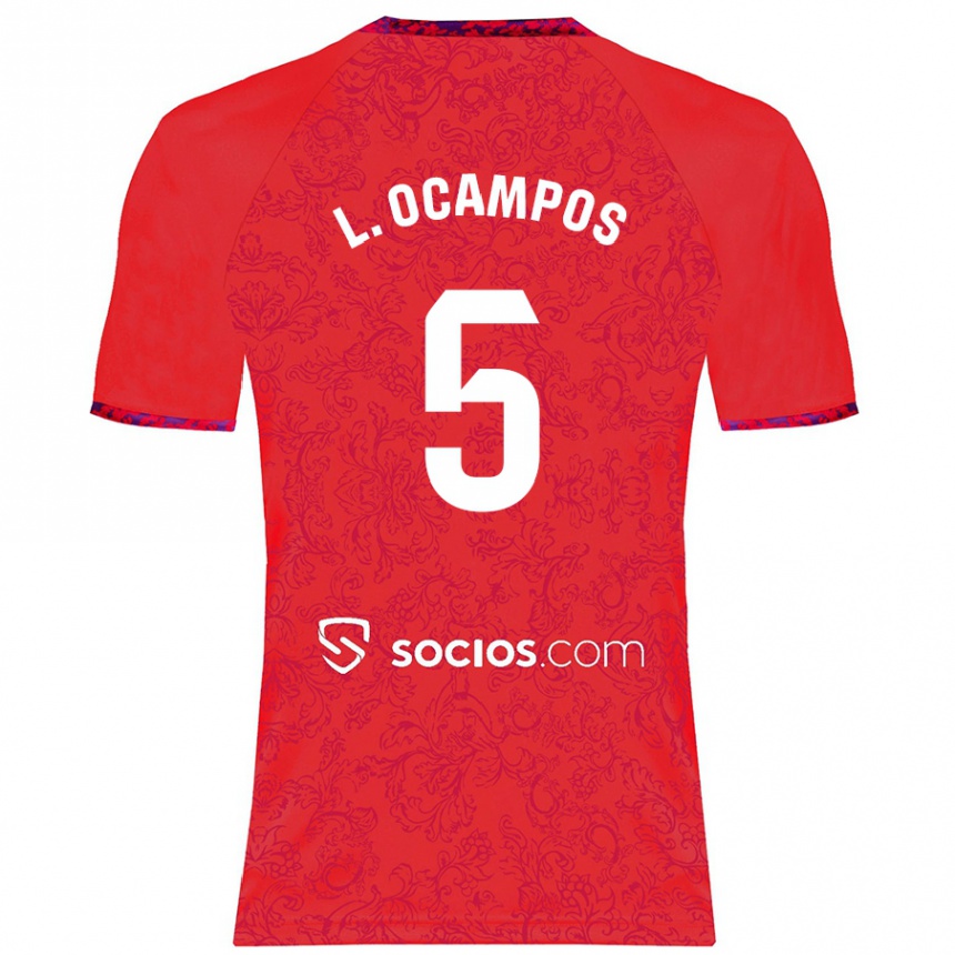 Men Football Lucas Ocampos #5 Red Away Jersey 2024/25 T-Shirt Nz