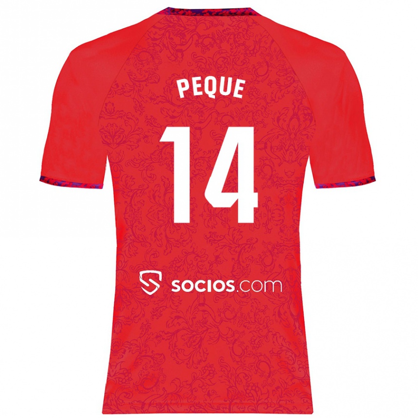 Men Football Peque Fernández #14 Red Away Jersey 2024/25 T-Shirt Nz